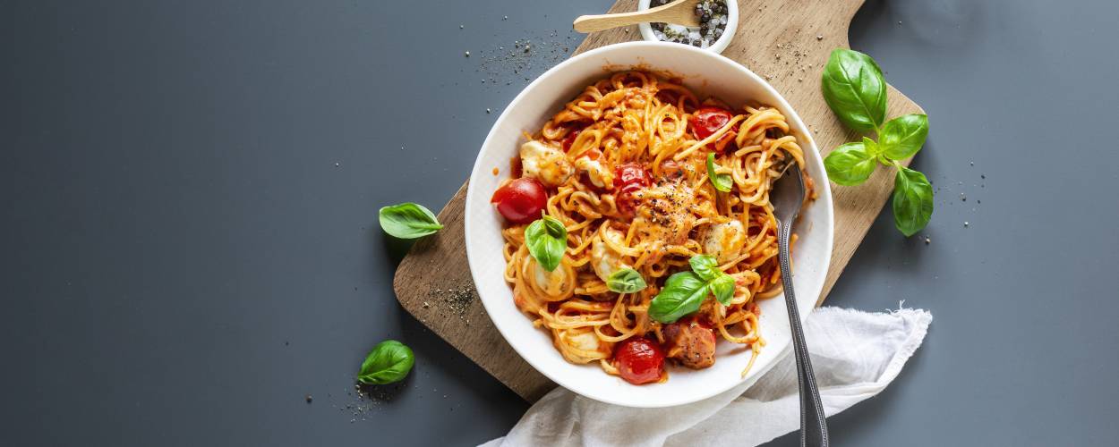 One-Pot-Spaghetti Tomate-Mozzarella