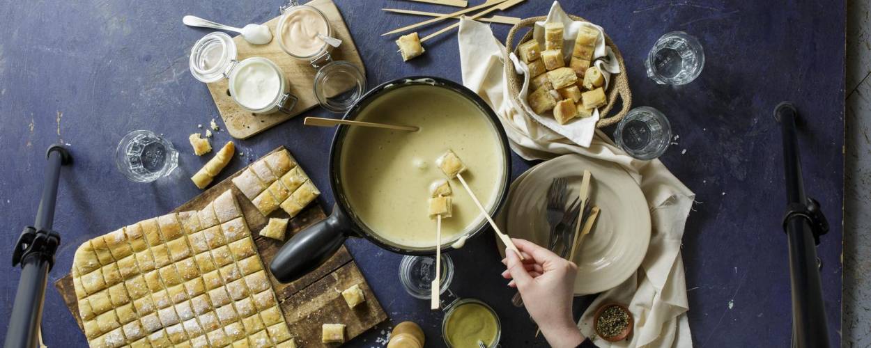 Käsefondue mit Brot