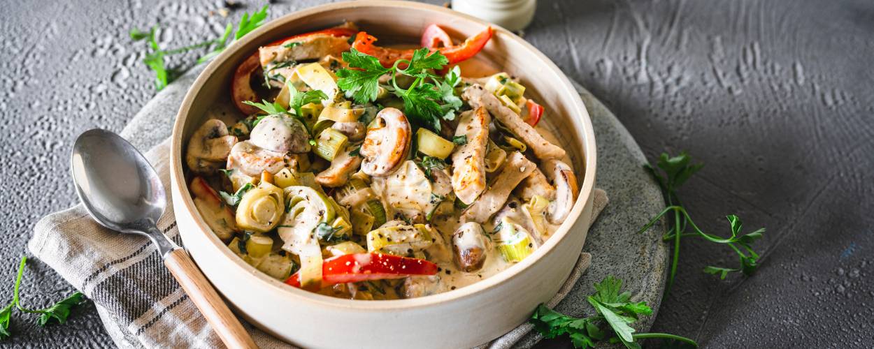 Schnelle Jägerpfanne mit Sahnesoße