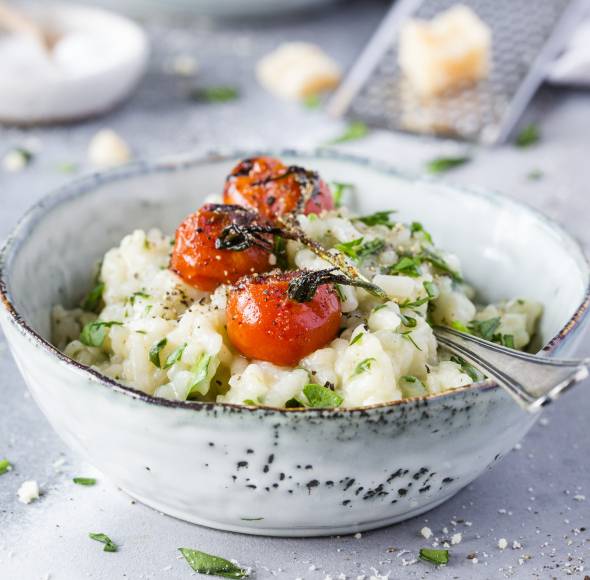 Bärlauch-Risotto mit Kirschtomaten