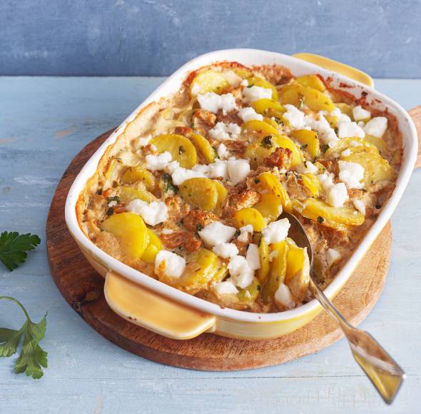 Hackfleisch-Schafskäse-Auflauf  mit Kartoffeln