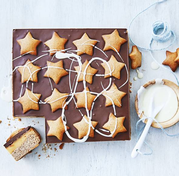 Lebkuchen-Schoko-Karamell-Schnitten