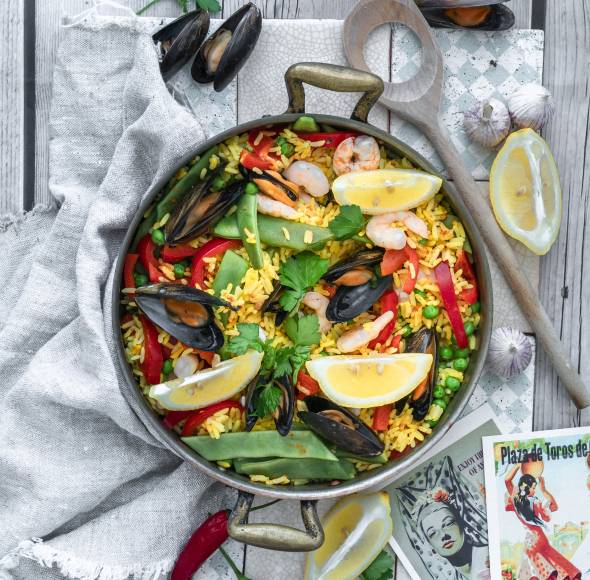 Paella mit Meeresfrüchten