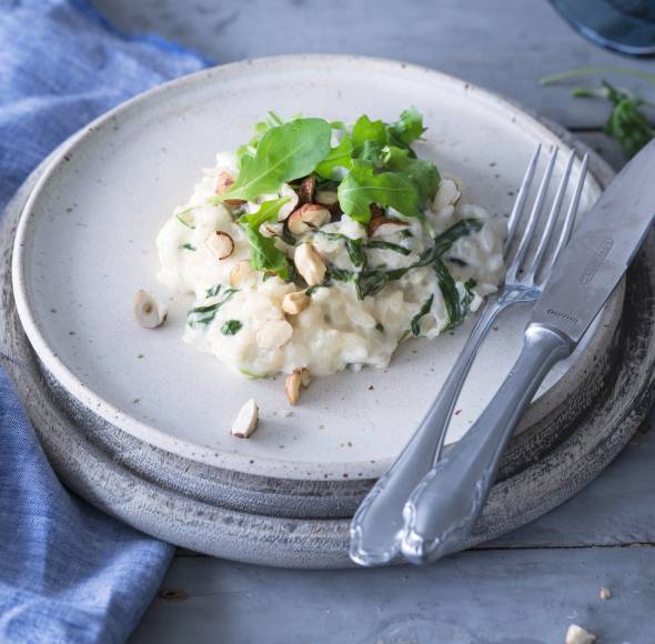 Rucolarisotto mit Ziegenfrischkäse