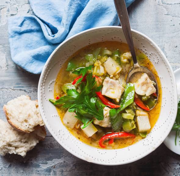 Schnelle Fisch-Gemüse-Suppe