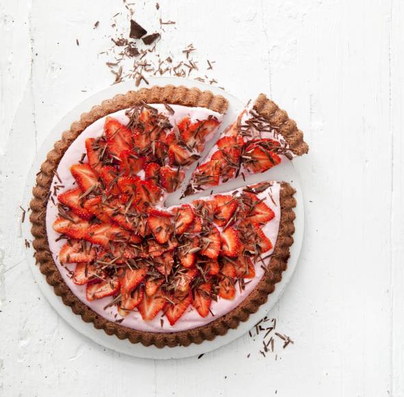 Schoko-Quarktorte mit Erdbeeren