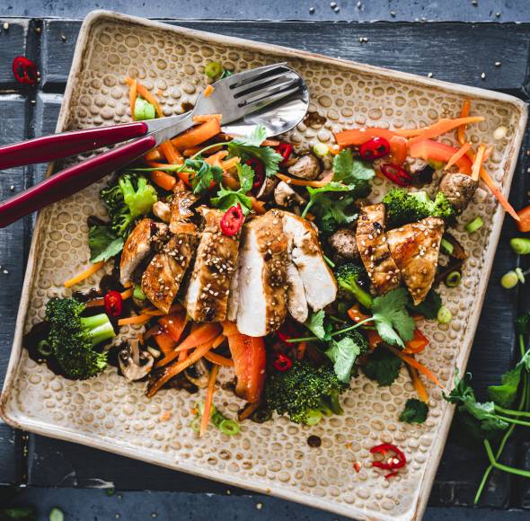 Teriyaki Chicken mit gedämpftem Gemüse