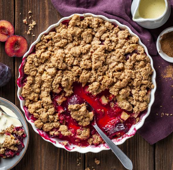 Apfel-Pflaumen-Crumble mit dem Monsieur Cuisine