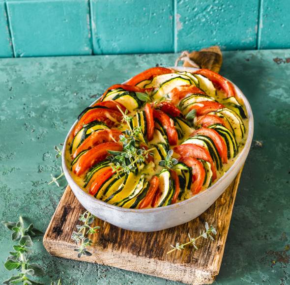 Low-Carb-Zucchini-Tomaten-Auflauf