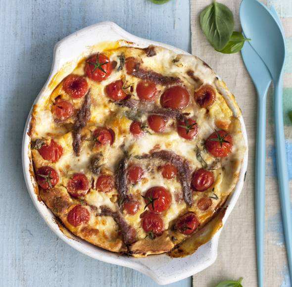 Ofenpfannkuchen mit Tomate Mozzarella