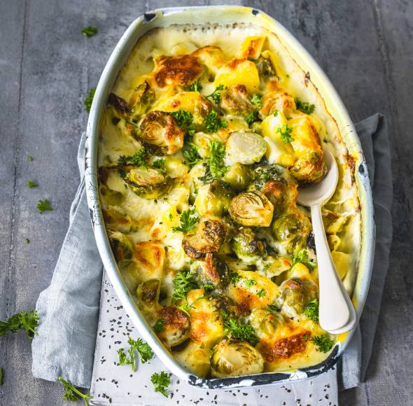 Rosenkohlauflauf mit Kartoffeln