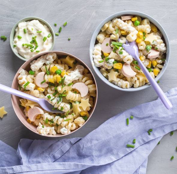 Mond-Sterne-Nudelsalat mit eifreier Mayonnaise