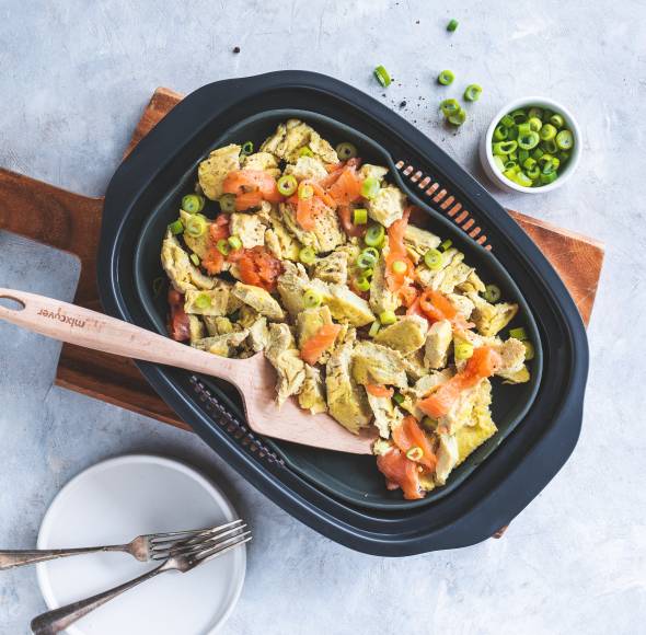 Rührei mit Lachs aus dem Dampfgaraufsatz