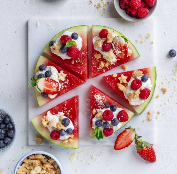 Wassermelonen-Pizza mit Vanillecreme mit dem Monsieur Cuisine