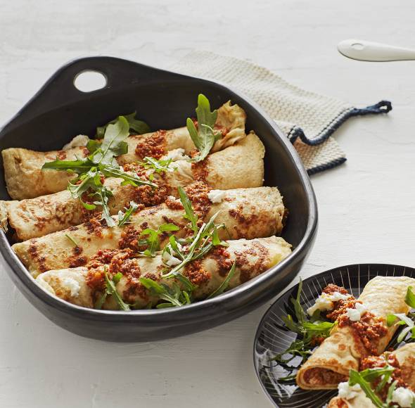 Pfannkuchen mit Bolognese Füllung