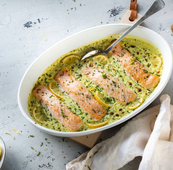 Lachs in Senf-Zitronen-Soße