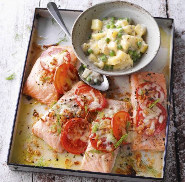 Ofen-Lachs mit Béchamel-Kartoffeln