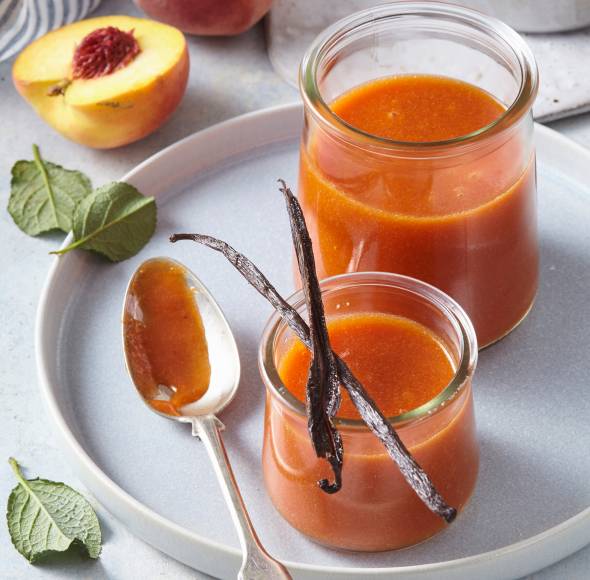 Pfirsich-Vanille-Samt mit wenig Zucker