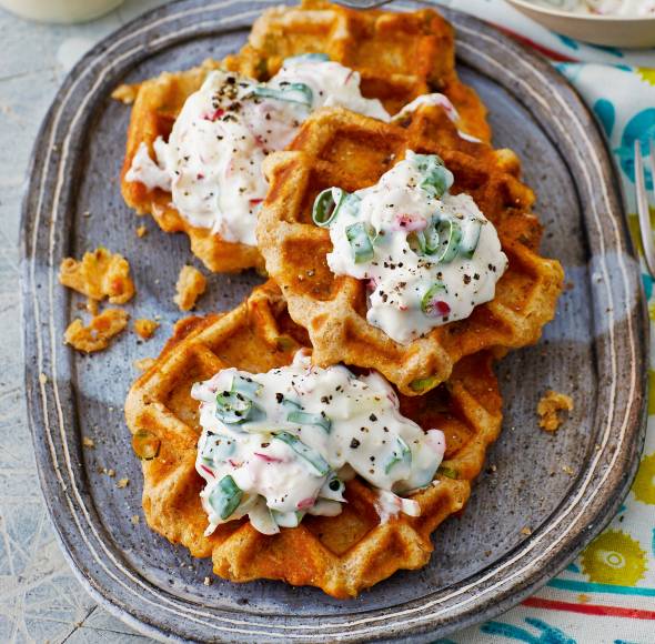 Waffeln mit Gemüsequark