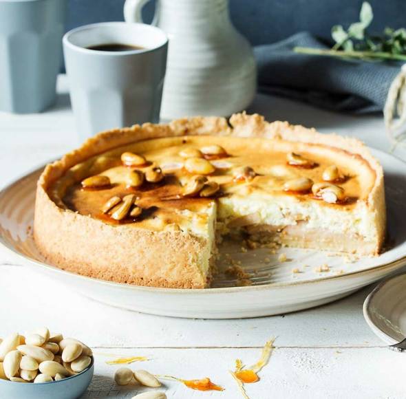 Apfel-Quark-Kuchen mit Mandeln