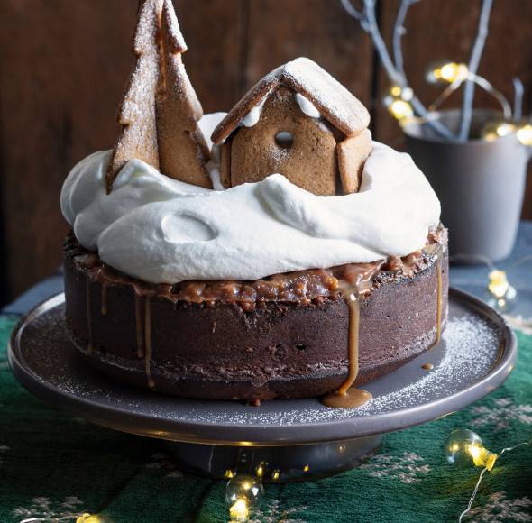 Schokoladenkuchen mit Nuss-Karamell
