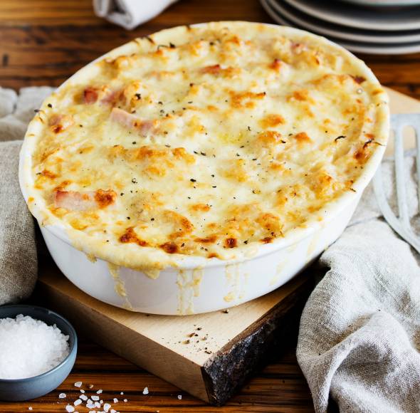 Kasseler-Sauerkraut-Stampf-Auflauf