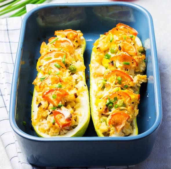 Gefüllte Zucchini-Schiffchen