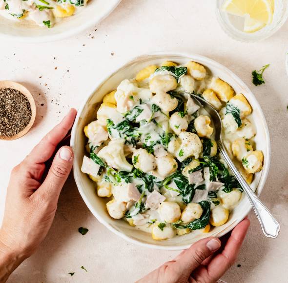 Gnocchi mit schneller Schmelzkäsesoße