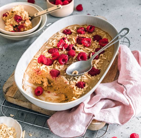 Himbeer-Porridge-Auflauf