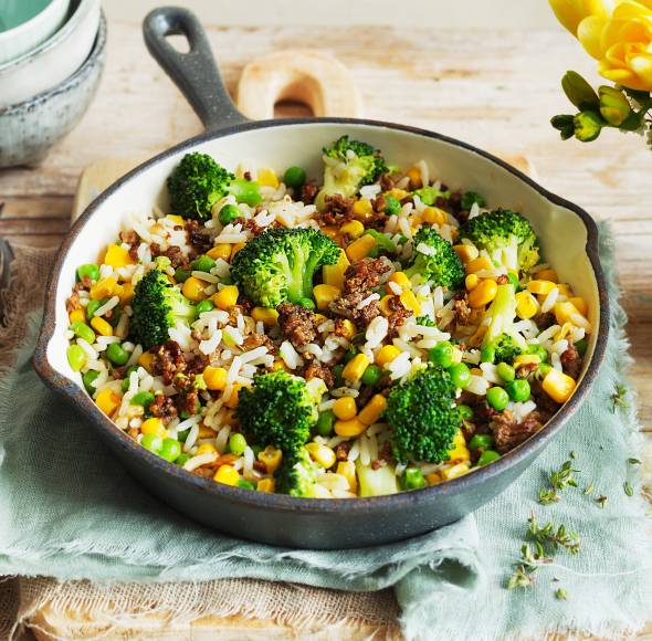 Reispfanne mit Hackfleisch