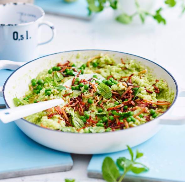 Erbsenrisotto mit Minze