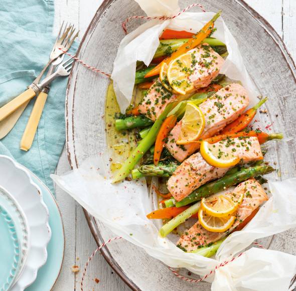 Spargel-Lachs-Päckchen