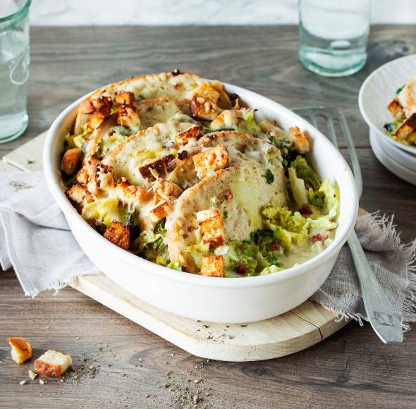 Wirsing-Brot-Auflauf