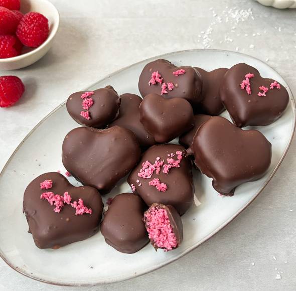 Himbeer-Kokos-Herzen