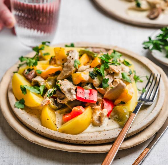 Hähnchengeschnetzeltes mit Paprika Tricolore