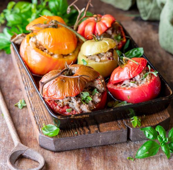 Schnelle Hackfleisch-Tomaten aus dem Dampfgarer