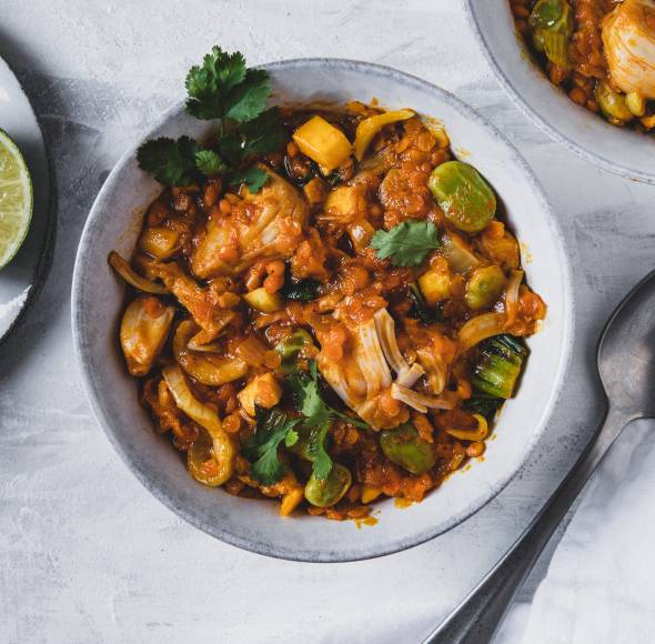 Linsencurry mit Mango und Jackfruit