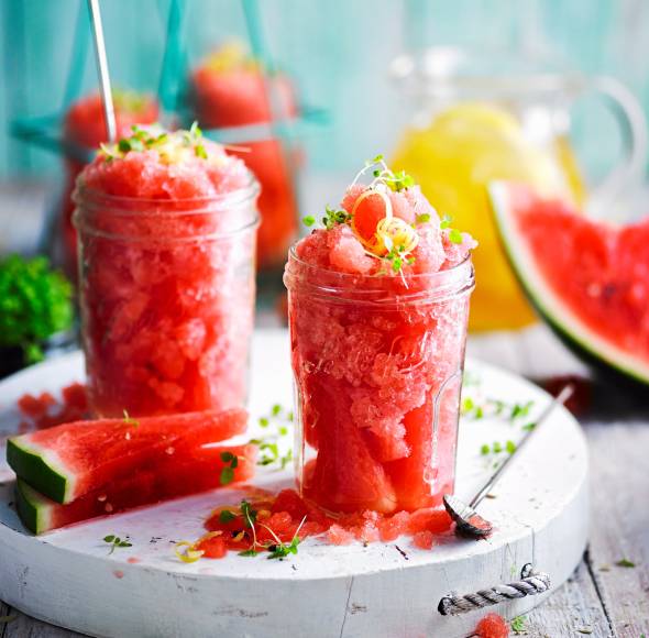 Wassermelonen-Zitronentee-Granita