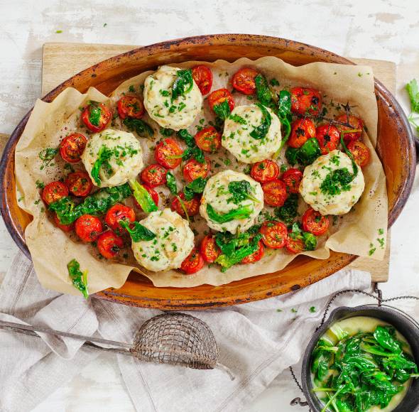 Quarkknödel mit Ofentomaten