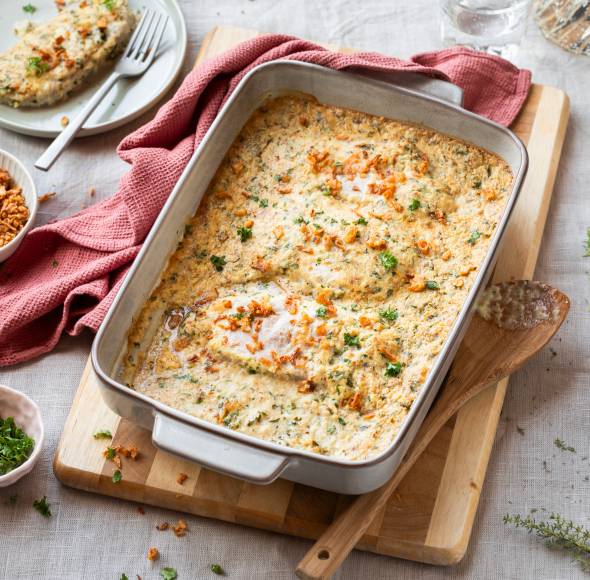 Schnelle Zwiebel-Sahne-Schnitzel aus dem Ofen
