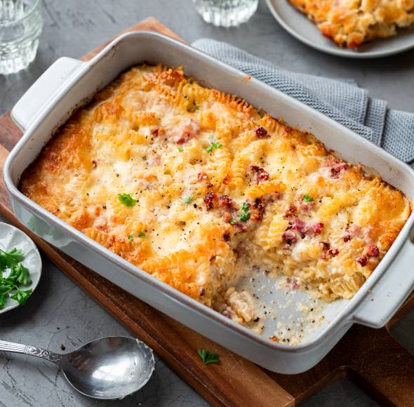 Carbonara-Auflauf ohne Vorkochen