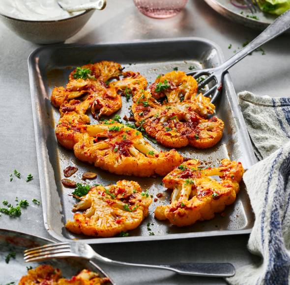 Krosse Blumenkohlschnitzel mit Dip