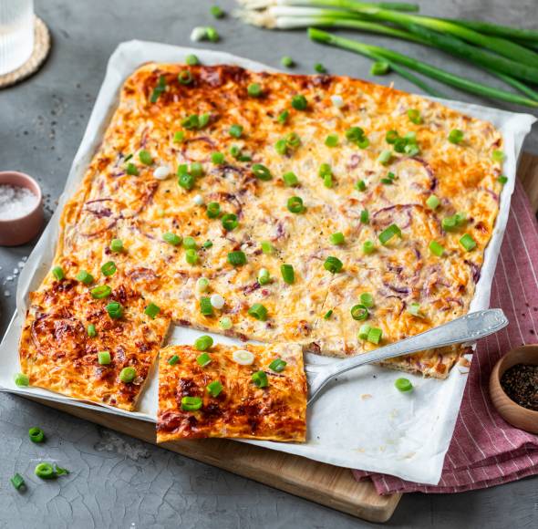 Schüttelpizza à la Flammkuchen