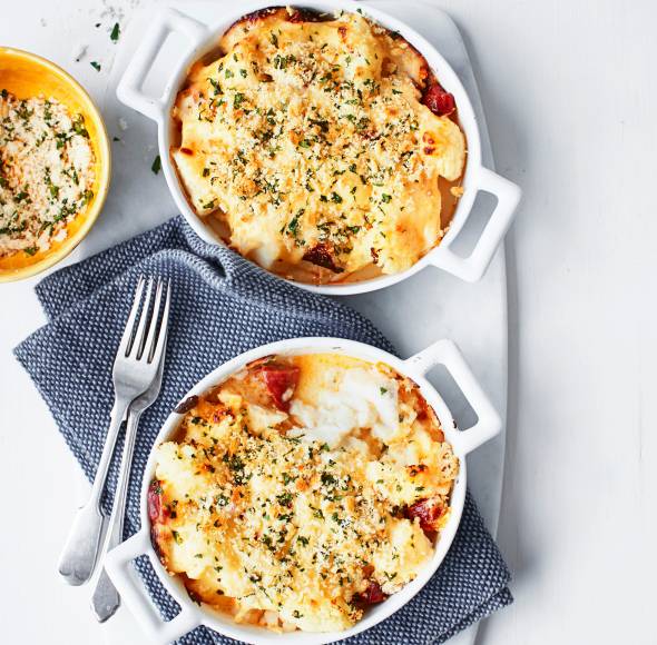 Kabeljauauflauf mit Blumenkohl und Chorizo