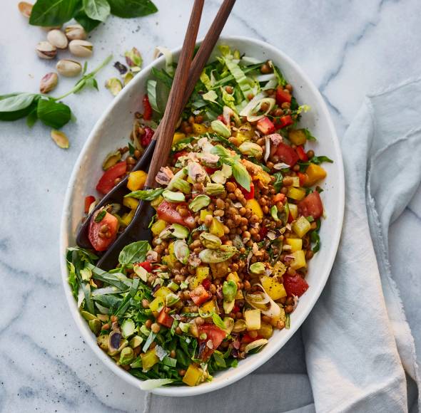Linsensalat mit Pistazien