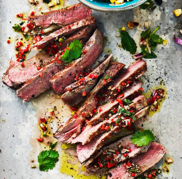 Rindersteak mit Kräuter-Reis-Salat