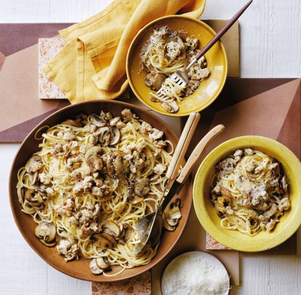 Schnelle Hähnchen-Pilz-Pasta