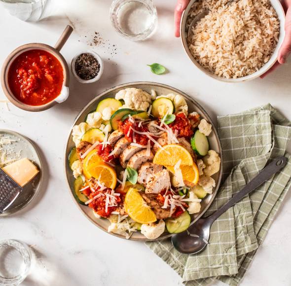 Italienisch All in One kochen mit Hähnchen