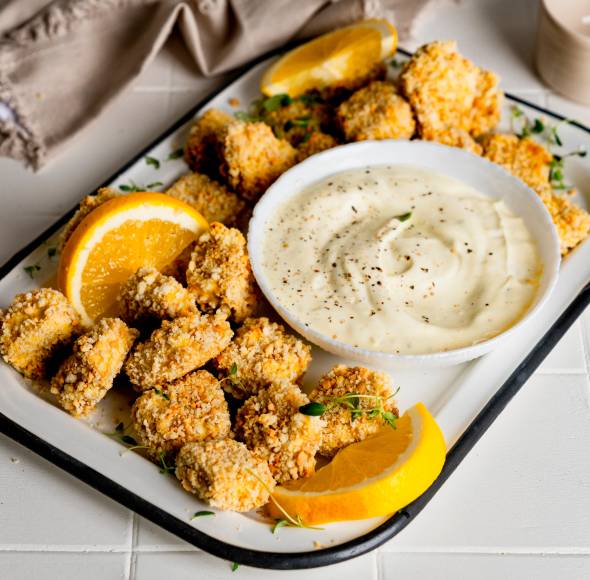 Tofu-Nuggets mit Joghurt-Orangen-Dip