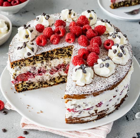 Ameisentorte mit Quark und Himbeeren